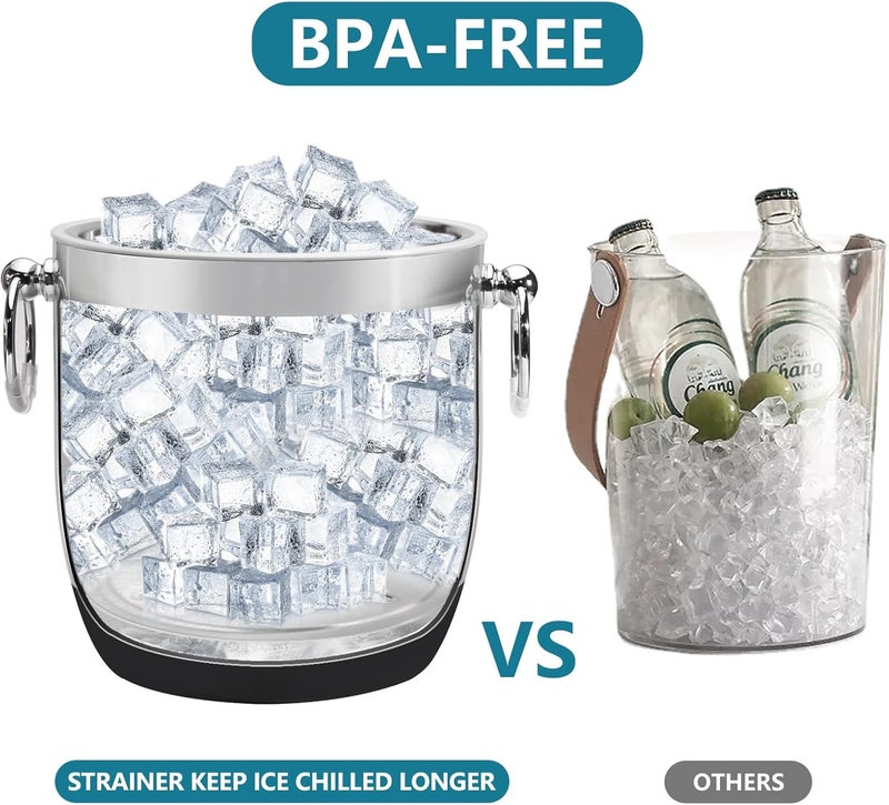Cookstyle Double-Wall Stainless Steel Insulated Ice Bucket With Lid & Ice Tong [3 Liter] Included Strainer Keeps Ice Cold & Dry, Home Bar, Chilling Beer, Champagne, Wine Bottle - Image 5